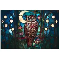 PosterMonkey Poster 120x80 cm - Uil - Mozaïek - Maan - Nacht - Posters - Kamer decoratie - Wanddecoratie woonkamer - Muurdecoratie slaapkamer