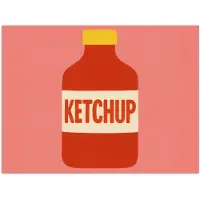 PosterMonkey Poster 120x90 cm - Ketchup - Fles - Rood - Minimalistisch - Posters - Kamer decoratie - Wanddecoratie woonkamer - Muurdecoratie slaapkamer