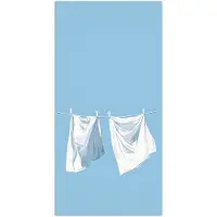 PosterMonkey Poster 80x160 cm - Lakens - Waslijn - Blauw - Minimalistisch - Posters - Kamer decoratie - Wanddecoratie woonkamer - Muurdecoratie slaapkamer