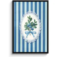 PosterMonkey Poster in lijst - Fotolijst 60x90 cm - Posters - Illustratie - Bessen - Blauw - Strepen - Posterlijst zwart - Decoratie - Wanddecoratie woonkamer - Muurdecoratie slaapkamer