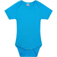 Logostar Basic rompertje voor babys - blauw - katoen - 240 grams - baby kleding - kraamcadeau - korte mouwen 68