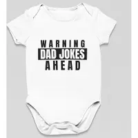 Logostar Vaderdag Cadeau - Romper Warning Dad Jokes Ahead - Maat 56 - Kleur Wit - 100% Katoen