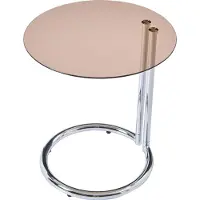 En.casa Bijzettafel Ylivieska rond 46x45 cm chroom en amberkleurig glas []