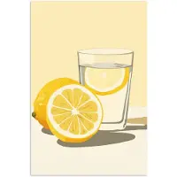 PosterMonkey Poster 80x120 cm - Glas - Citroenschijfjes - Geel - Posters - Kamer decoratie - Wanddecoratie woonkamer - Muurdecoratie slaapkamer