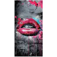 PosterMonkey Poster 80x160 cm - Lippen - Felroze - Graffiti - Verfstrepen - Posters - Kamer decoratie - Wanddecoratie woonkamer - Muurdecoratie slaapkamer