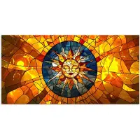 PosterMonkey Poster 120x60 cm - Mozaïek - Zon - Geel - Cirkel - Posters - Kamer decoratie - Wanddecoratie woonkamer - Muurdecoratie slaapkamer