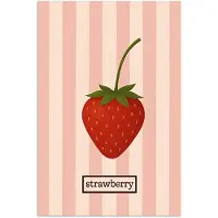 PosterMonkey Poster 20x30 cm - Aardbei - Strepen - Minimalistisch - Rood - Posters - Kamer decoratie - Wanddecoratie woonkamer - Muurdecoratie slaapkamer