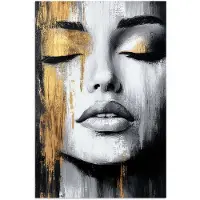 PosterMonkey Poster 80x120 cm - Gezicht - Vrouw - Penseelstreken - Abstract - Posters - Kamer decoratie - Wanddecoratie woonkamer - Muurdecoratie slaapkamer