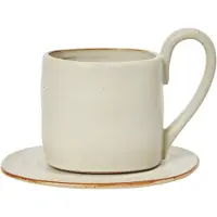 Ferm Living Flow mok met schotel 25 cl Off-white speckle