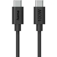 Hama Oplaadkabel/Gegevenskabel, USB-C naar USB-C, USB 2.0, 480 Mbit/s, 100W, 1,2 meter, zwart