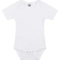 Logostar Basic rompertje voor babys - wit - katoen - 240 grams - baby kleding - kraamcadeau - korte mouwen 92