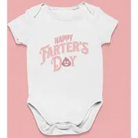 Logostar Vaderdag Cadeau - Romper Happy Farters Day Roze - Maat 80 - Kleur Wit - 100% Katoen