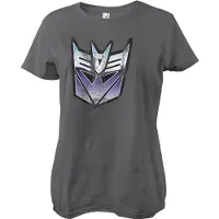 Transformers Distressed Decepticon Shield Girly T-shirt Dames T-shirt Donkergrijs
