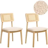 Beliani EMBAR - Eetkamerstoel set van 2 - Lichtbruin - Rubberhout/Bouclé