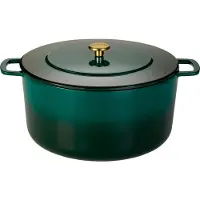 ComBekk geëmailleerde gietijzeren braadpan Ø32 cm Holly Green-gold knob