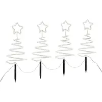 QAZQA Set van 4 kerst prikspots witte kerstboom incl. LED IP44 - Puno