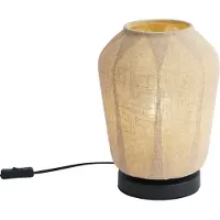 QAZQA Japandi tafellamp zwart met beige linnen kap 21,5cm - Nami