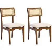 Beliani RUBONIA - Eetkamerstoel set van 2 - Bruin - Rubberhout/Polyester