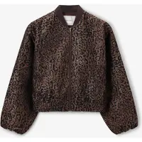 Sissy-Boy Donkerbruin Bomber Jack Met Leopard Print | Maat: M