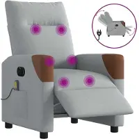 vidaXL Massagestoel elektrisch verstelbaar stof lichtgrijs