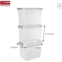 Sunware Comfort Line opbergbox 9L - Set van 3 - 30x20x22.3 cm - Transparant