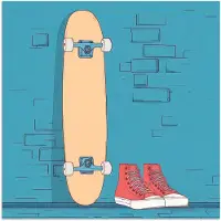 PosterMonkey Poster 30x30 cm - Skateboard - Gympen - Rood - Minimalistisch - Posters - Kamer decoratie - Wanddecoratie woonkamer - Muurdecoratie slaapkamer - Kerstversiering - Kerstdecoratie voor binnen - Kerstmis
