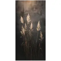 PosterMonkey Poster 80x160 cm - Siergras - Pluimen - Verlichting - Zwart - Posters - Kamer decoratie - Wanddecoratie woonkamer - Muurdecoratie slaapkamer