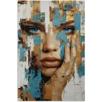 PosterMonkey Poster 80x120 cm - Abstract - Penseelstreken - Blauw - Gezicht - Posters - Kamer decoratie - Wanddecoratie woonkamer - Muurdecoratie slaapkamer