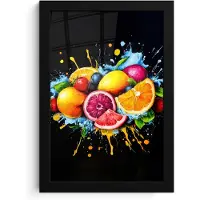 PosterMonkey Poster in lijst - Fotolijst 20x30 cm - Posters - Fruit - Graffiti - Kleurrijk - Sinaasappel - Aardbei - Abstract - Posterlijst zwart - Decoratie - Wanddecoratie woonkamer - Muurdecoratie slaapkamer