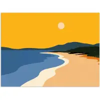 PosterMonkey Poster 120x90 cm - Kustlijn - Oranje lucht - Begroeiing - Posters - Kamer decoratie - Wanddecoratie woonkamer - Muurdecoratie slaapkamer