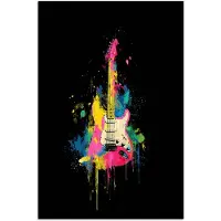PosterMonkey Poster 120x180 cm - Gitaar - Kleurrijk - Verf - Posters - Kamer decoratie - Wanddecoratie woonkamer - Muurdecoratie slaapkamer XXL
