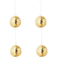 J-Line kerstbal Spiegel - glas - geel - small - doos van 4
