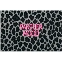 PosterMonkey Poster 90x60 cm - Panterprint - Zwart - Neonletters - Roze - Posters - Kamer decoratie - Wanddecoratie woonkamer - Muurdecoratie slaapkamer