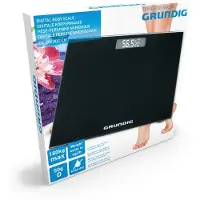 Grundig Digitale Personen Weegschaal - Weegschaal tot 180kg - Personenweegschaal meet in kg/lb - Precisieweegschaal tot 500gr Nauwkeurig - met Digitaal Display - Zwart - Glas