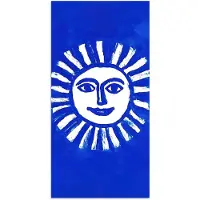 PosterMonkey Poster 60x120 cm - Zon - Gezicht - Penseelstructuur - Blauw - Posters - Kamer decoratie - Wanddecoratie woonkamer - Muurdecoratie slaapkamer
