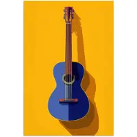 PosterMonkey Poster 40x60 cm - Gitaar - Akoestisch - Minimalistisch - Geel - Posters - Kamer decoratie - Wanddecoratie woonkamer - Muurdecoratie slaapkamer - Kerstversiering - Kerstdecoratie voor binnen - Kerstmis