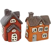 Countryfield Theelicht Huis Bill 10x9,5x14cm Bruin bruin Aardewerk