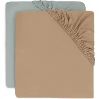 Jollein Baby - Hoeslaken Wieg Jersey 40/50x80/90cm - Babybed - Zacht Katoen - 2 Stuks - Sea Green/Biscuit