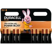 Duracell Pack de 8 piles alcalines Plus MN1500 AA 1,5 V Noir et Orange