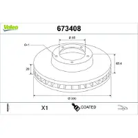 Valeo 673408 Remschijf