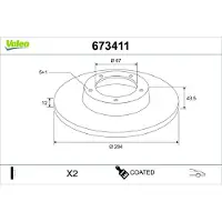 Valeo 673411 Remschijf