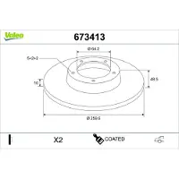 Valeo 673413 Remschijf