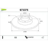 Valeo 673375 Remschijf
