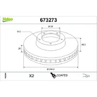 Valeo 673273 Remschijf