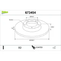 Valeo 673454 Remschijf