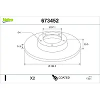 Valeo 673452 Remschijf