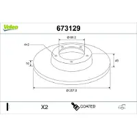 Valeo 673129 Remschijf