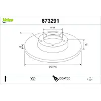 Valeo 673291 Remschijf