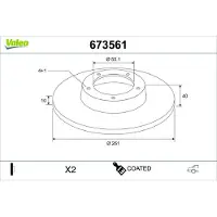 Valeo 673561 Remschijf