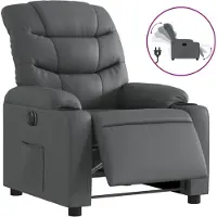 vidaXL Fauteuil verstelbaar elektrisch kunstleer grijs